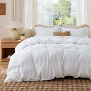 White Duvet Cover Queen Size - Soft Double Brushed Bedding Set for Kids